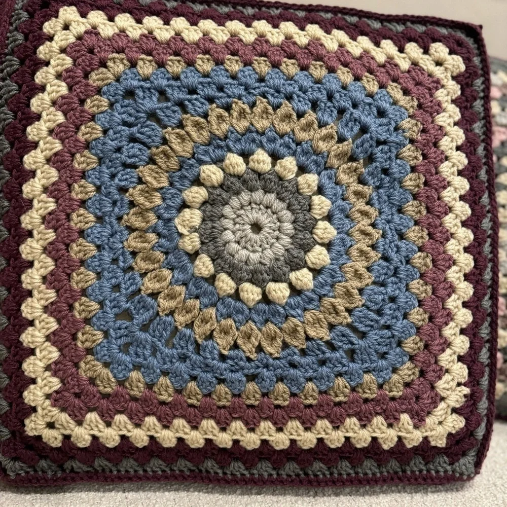 Crochet Covered Decorative Large Square Pillows